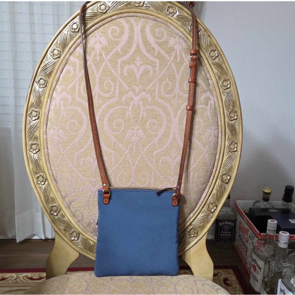 Dooney & Bourke Denim Bluish and Brown Trim Crossbody Bag    EUC - Picture 2 of 6